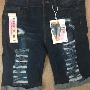 Ripped Denim Jean Shorts - Size Medium